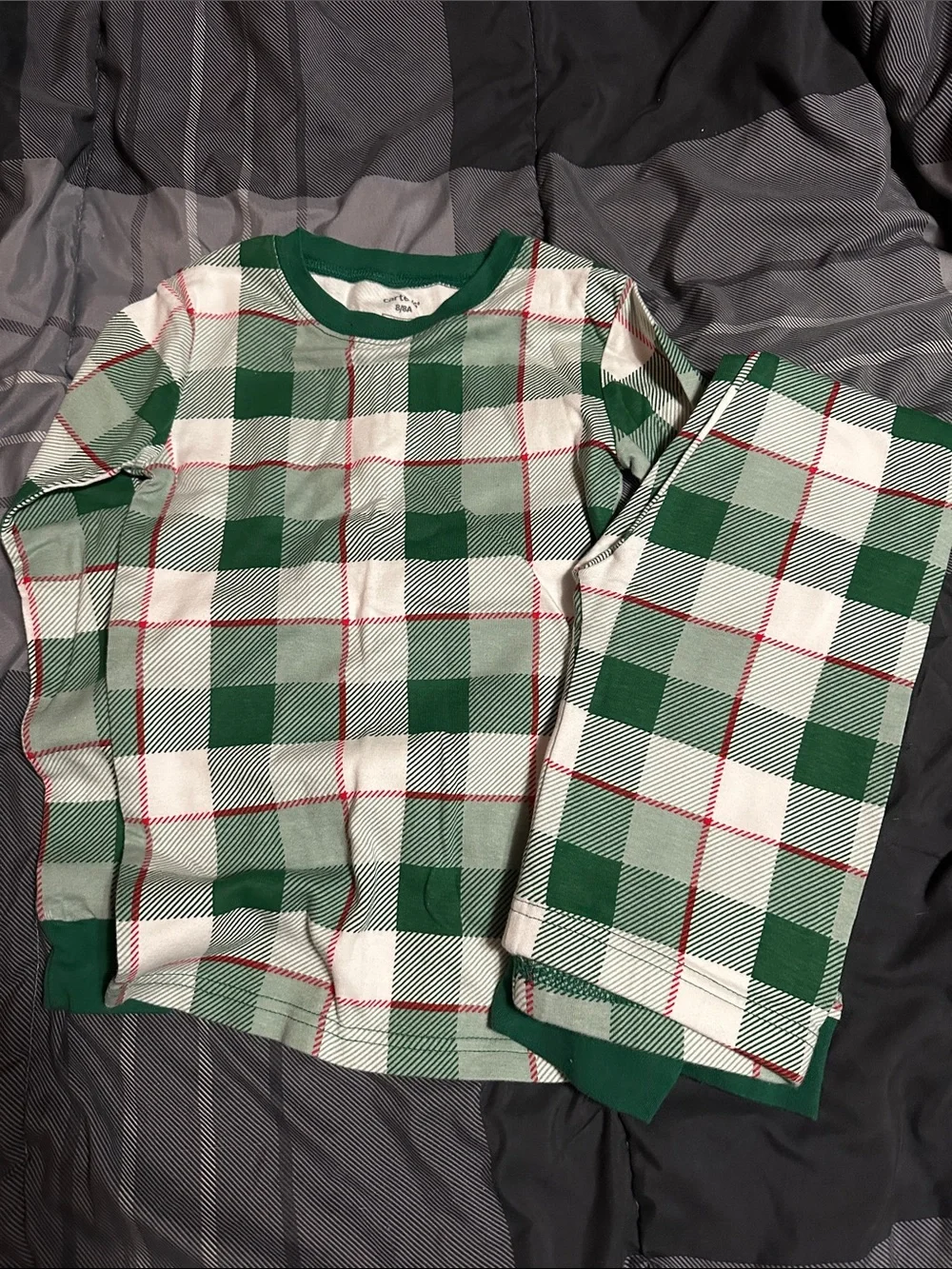 Carter's Green, White and Red Plaid Kids Pajama Set
